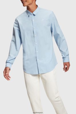 Esprit Pantalon - Esprit chemise slim fit en popeline à badge dauphin bleu clair hommes DJX6JH803 chemises