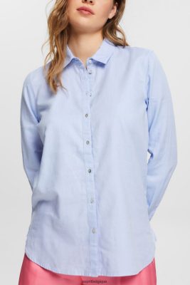 Esprit Pantalon - Esprit chemisier chemise en 100% coton bleu clair femmes DJX6JH515 chemisiers