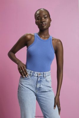 Esprit Pantalon - Esprit débardeur côtelé gris bleu femmes DJX6JH284 réservoir