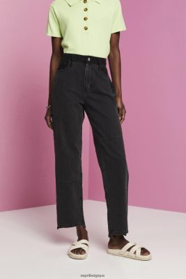 Esprit Pantalon - Esprit jean large avec ourlet asymétrique noir délavé moyen femmes DJX6JH212 jean