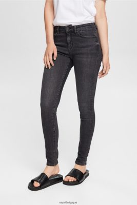 Esprit Pantalon - Esprit jean stretch taille mi-haute au toucher cachemire gris foncé femmes DJX6JH341 jean
