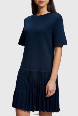 Esprit Pantalon - Esprit jolie robe plissée à ourlet volanté marine femmes DJX6JH470 robes