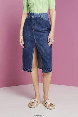 Esprit Pantalon - Esprit jupe midi avec ceinture asymétrique bleu foncé femmes DJX6JH209 jupes