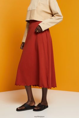 Esprit Pantalon - Esprit jupe midi en jersey, coton durable terre cuite femmes DJX6JH44 jupes