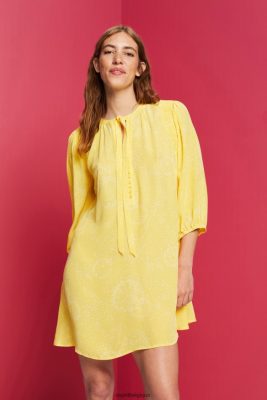 Esprit Pantalon - Esprit mini-robe à motifs avec nœud papillon jaune clair femmes DJX6JH128 robes