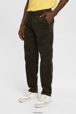 Esprit Pantalon - Esprit pantalon en velours côtelé style jogger kaki foncé hommes DJX6JH332 pantalons et pantalons