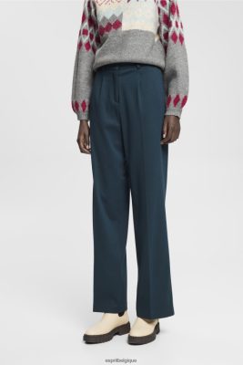 Esprit Pantalon - Esprit pantalon large bleu pétrole femmes DJX6JH437 pantalons et pantalons