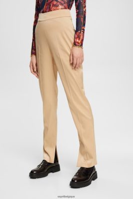 Esprit Pantalon - Esprit pantalon taille haute à ourlet fendu beige crème femmes DJX6JH326 pantalons et pantalons