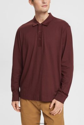 Esprit Pantalon - Esprit polo à manches longues rouge bordeaux hommes DJX6JH821 polos