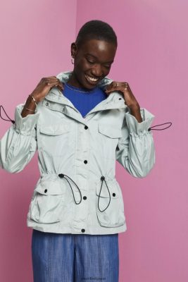 Esprit Pantalon - Esprit recyclé : veste de pluie à capuche vert aqua clair femmes DJX6JH95 vestes