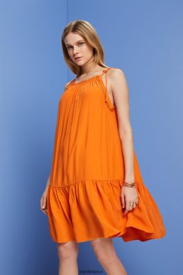 Esprit Pantalon - Esprit robe à bretelles avec smock, tencel orange femmes DJX6JH116 robes