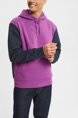 Esprit Pantalon - Esprit sweat à capuche bicolore violet hommes DJX6JH938 sweats et sweats à capuche