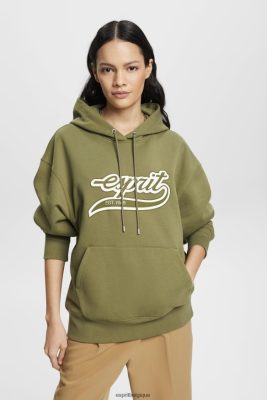 Esprit Pantalon - Esprit sweat à capuche à logo imprimé olive femmes DJX6JH170 sweats et sweats à capuche