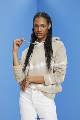 Esprit Pantalon - Esprit sweat à capuche tie-dye vert poussiéreux femmes DJX6JH296 sweats et sweats à capuche