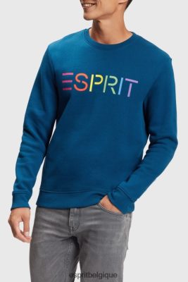 Esprit Pantalon - Esprit sweat à logo imprimé bleu pétrole hommes DJX6JH869 sweats et sweats à capuche