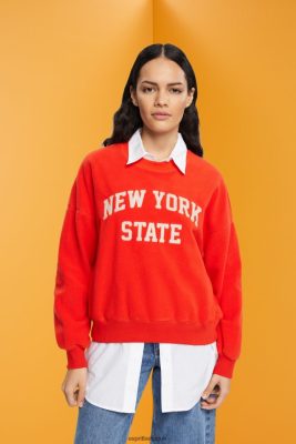 Esprit Pantalon - Esprit sweat-shirt collégial pull teddy borg rouge femmes DJX6JH323 sweats et sweats à capuche