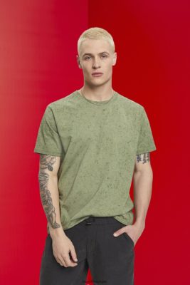 Esprit Pantalon - Esprit t-shirt à effet délavé kaki clair hommes DJX6JH752 t-shirts