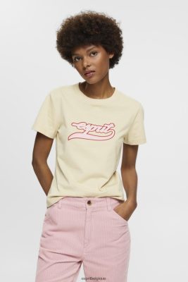 Esprit Pantalon - Esprit t-shirt en coton avec logo imprimé beige femmes DJX6JH143 t-shirts