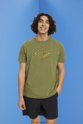 Esprit Pantalon - Esprit t-shirt en coton à logo imprimé olive hommes DJX6JH626 t-shirts