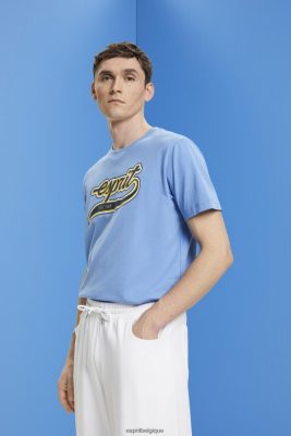 Esprit Pantalon - Esprit t-shirt en coton à logo rétro lavande bleu clair hommes DJX6JH632 t-shirts