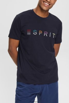 Esprit Pantalon - Esprit t-shirt en jersey avec logo brodé marine hommes DJX6JH917 t-shirts