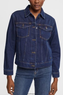 Esprit Pantalon - Esprit veste en jean bleu foncé femmes DJX6JH554 vestes