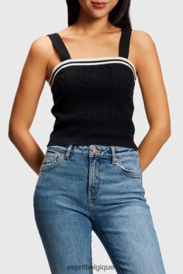 Esprit Robe De Plage - Esprit caraco torsadé à logo dauphin noir femmes DJX6JH408 pulls