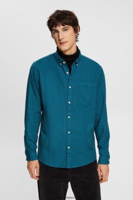 Esprit Robe De Plage - Esprit chemise boutonnée en coton turquoise foncé hommes DJX6JH813 chemises