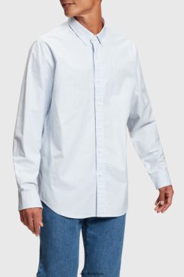 Esprit Robe De Plage - Esprit chemise oxford coupe décontractée à imprimé intégral bleu clair hommes DJX6JH795 chemises