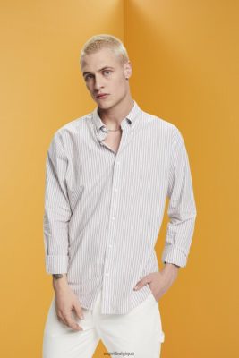 Esprit Robe De Plage - Esprit chemise rayée en coton durable caramel au beurre hommes DJX6JH705 chemises