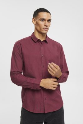 Esprit Robe De Plage - Esprit chemise slim à carreaux rouge bordeaux hommes DJX6JH690 chemises