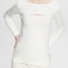 Esprit Robe De Plage - Esprit haut découpé blanc cassé femmes DJX6JH531 manches longues