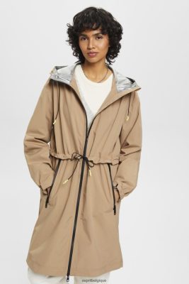 Esprit Robe De Plage - Esprit manteau de pluie avec capuche à cordon chameau femmes DJX6JH306 manteaux