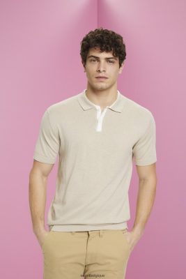 Esprit Robe De Plage - Esprit polo en mélange de tencel et de coton durable taupe clair hommes DJX6JH759 polos