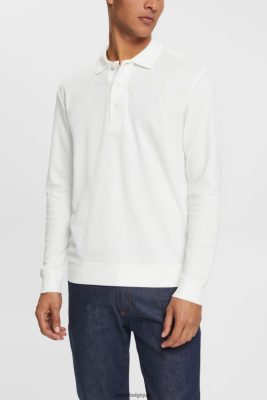 Esprit Robe De Plage - Esprit polo piqué à manches longues blanc cassé hommes DJX6JH951 polos