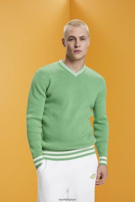 Esprit Robe De Plage - Esprit pull en coton durable à col en V vert hommes DJX6JH726 pulls