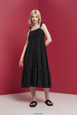 Esprit Robe De Plage - Esprit robe midi avec broderie, lenzing ecovero noir femmes DJX6JH204 robes