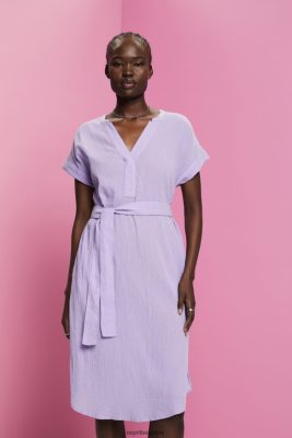 Esprit Robe De Plage - Esprit robe midi froissée avec ceinture blanc femmes DJX6JH54 robes