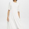 Esprit Robe De Plage - Esprit robe midi légère à manches ballon blanc cassé femmes DJX6JH294 robes
