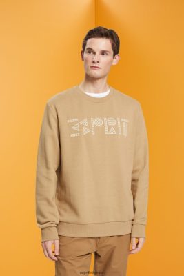 Esprit Robe De Plage - Esprit sweat avec logo imprimé beige kaki hommes DJX6JH852 sweats et sweats à capuche