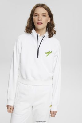Esprit Robe De Plage - Esprit sweat à demi-zip blanc femmes DJX6JH159 sweats et sweats à capuche