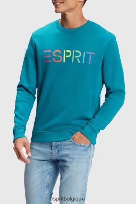 Esprit Robe De Plage - Esprit sweat à logo imprimé bleu sarcelle hommes DJX6JH870 sweats et sweats à capuche