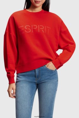 Esprit Robe De Plage - Esprit sweat à logo imprimé rouge femmes DJX6JH465 sweats et sweats à capuche