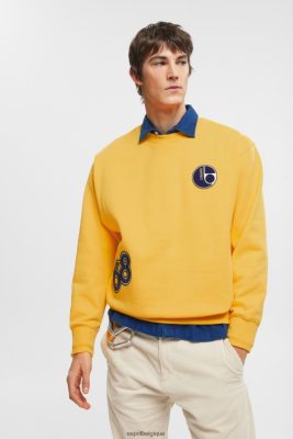 Esprit Robe De Plage - Esprit sweat à patch universitaire jaune hommes DJX6JH810 sweats et sweats à capuche