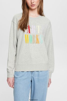 Esprit Robe De Plage - Esprit sweat-shirt décontracté à slogan gris clair femmes DJX6JH540 sweats et sweats à capuche