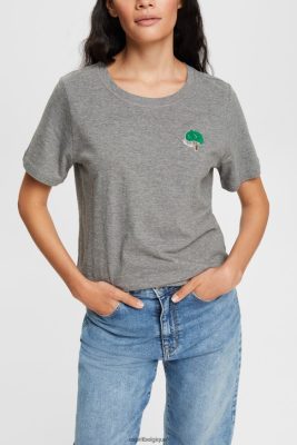 Esprit Robe De Plage - Esprit t-shirt brodé gris moyen femmes DJX6JH528 t-shirts