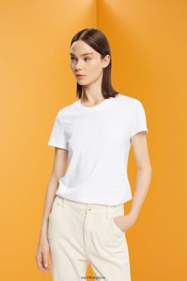 Esprit Robe De Plage - Esprit t-shirt à col rond en coton blanc femmes DJX6JH456 t-shirts