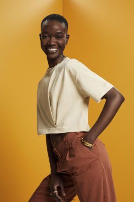 Esprit Robe De Plage - Esprit t-shirt court à col rond beige femmes DJX6JH195 t-shirts