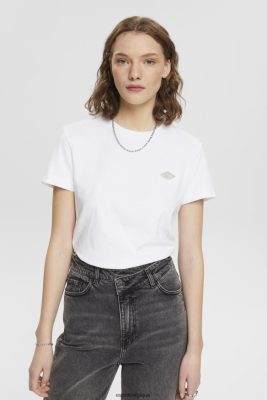Esprit Robe De Plage - Esprit t-shirt en coton avec logo brodé blanc femmes DJX6JH147 t-shirts