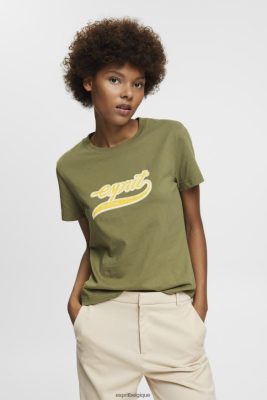 Esprit Robe De Plage - Esprit t-shirt en coton avec logo imprimé olive femmes DJX6JH144 t-shirts